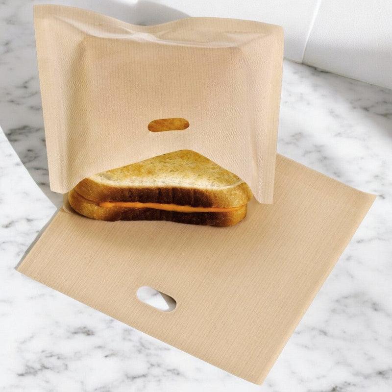 tooltime.co.uk Toaster Bags Pack of 2 Reusable Non-Stick Toaster Bags Toasted Sandwich Pockets