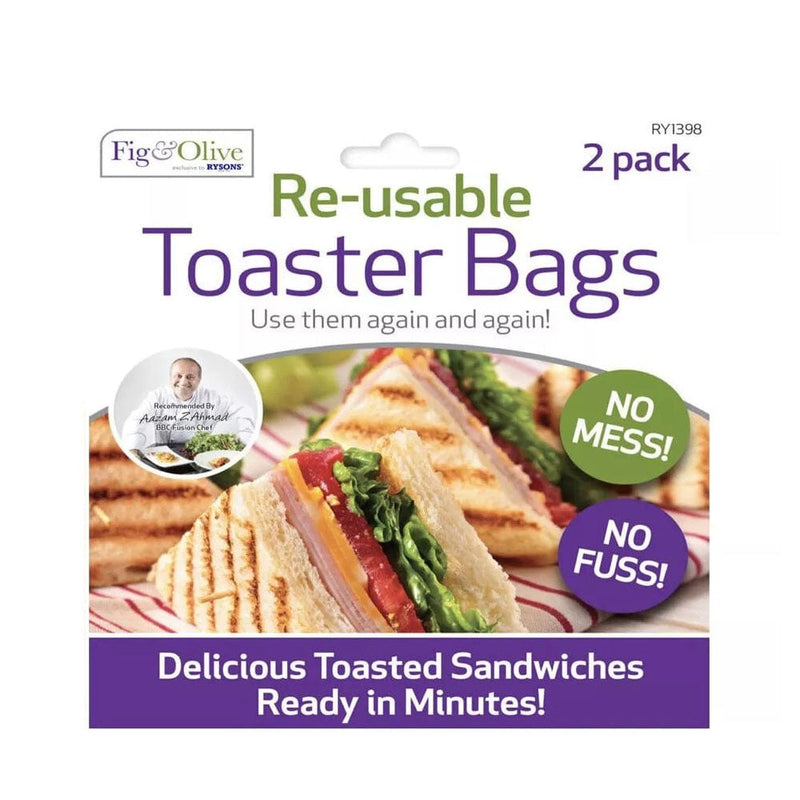 tooltime.co.uk Toaster Bags Pack of 2 Reusable Non-Stick Toaster Bags Toasted Sandwich Pockets