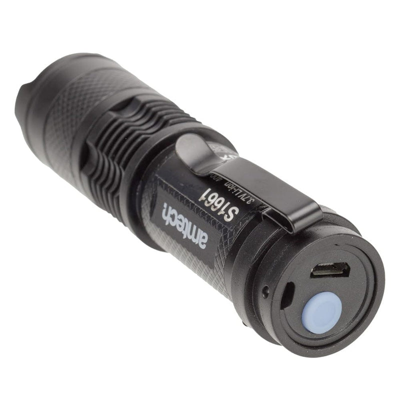 tooltime.co.uk USB Rechargeable Torch Mini Pocket Flashlight COB LED Adjustable Beam & Strobe