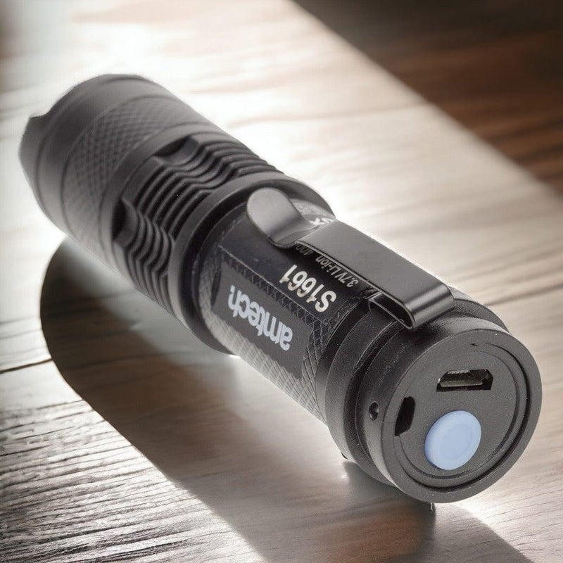 tooltime.co.uk USB Rechargeable Torch Mini Pocket Flashlight COB LED Adjustable Beam & Strobe