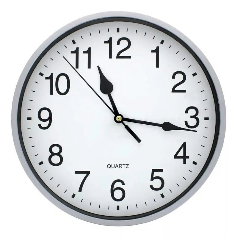 tooltime.co.uk Wall Clock 9" Round Wall Mounted Quartz Analogue Clock | Silver or White