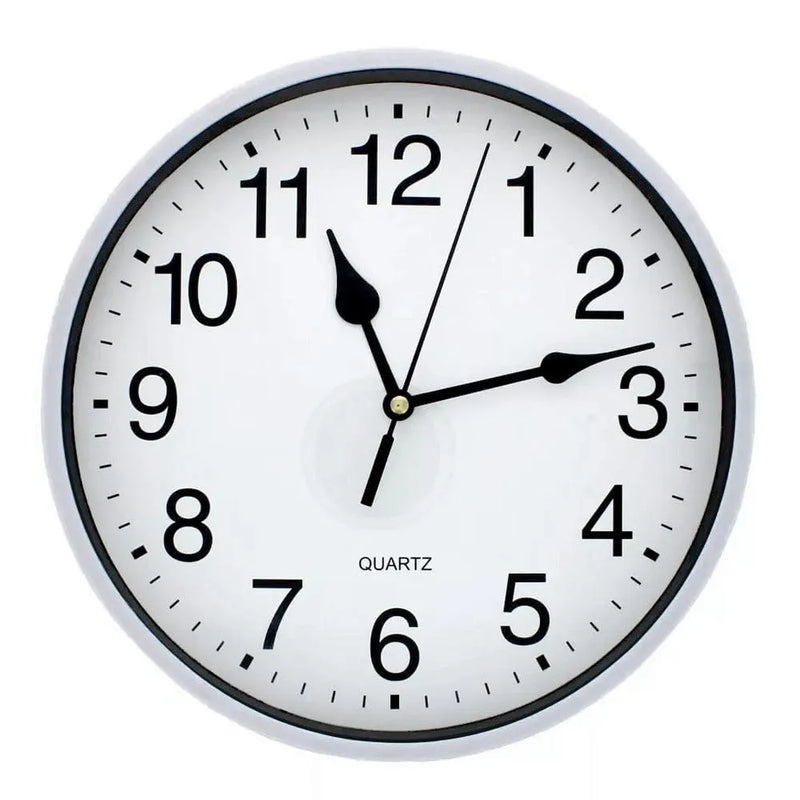 tooltime.co.uk Wall Clock 9" Round Wall Mounted Quartz Analogue Clock | Silver or White