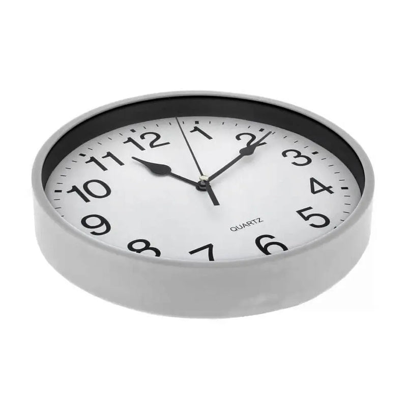 tooltime.co.uk Wall Clock 9" Round Wall Mounted Quartz Analogue Clock | Silver or White