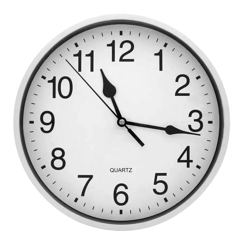 tooltime.co.uk Wall Clock 9" Round Wall Mounted Quartz Analogue Clock | Silver or White