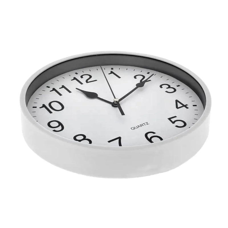 tooltime.co.uk Wall Clock 9" Round Wall Mounted Quartz Analogue Clock | Silver or White