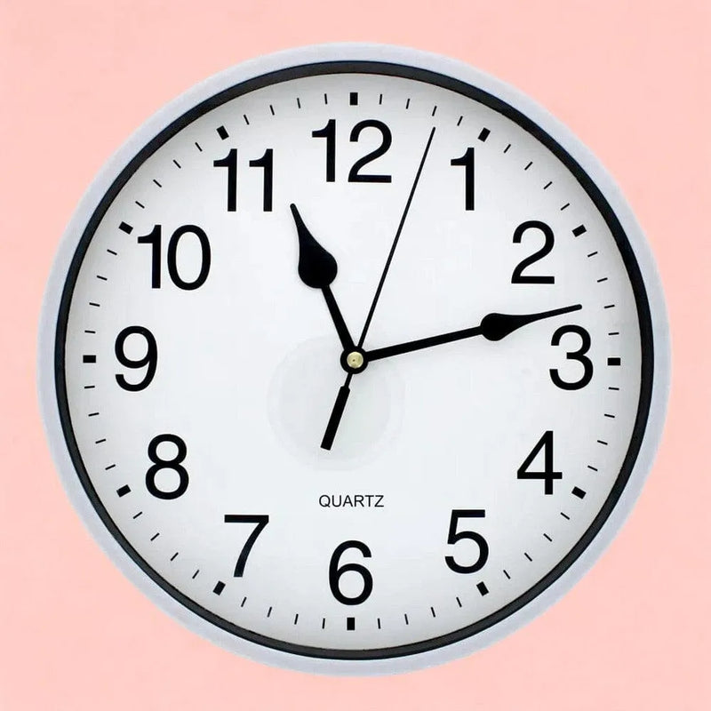 tooltime.co.uk Wall Clock 9" Round Wall Mounted Quartz Analogue Clock | Silver or White