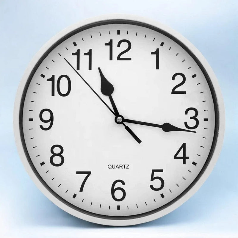 tooltime.co.uk Wall Clock 9" Round Wall Mounted Quartz Analogue Clock | Silver or White