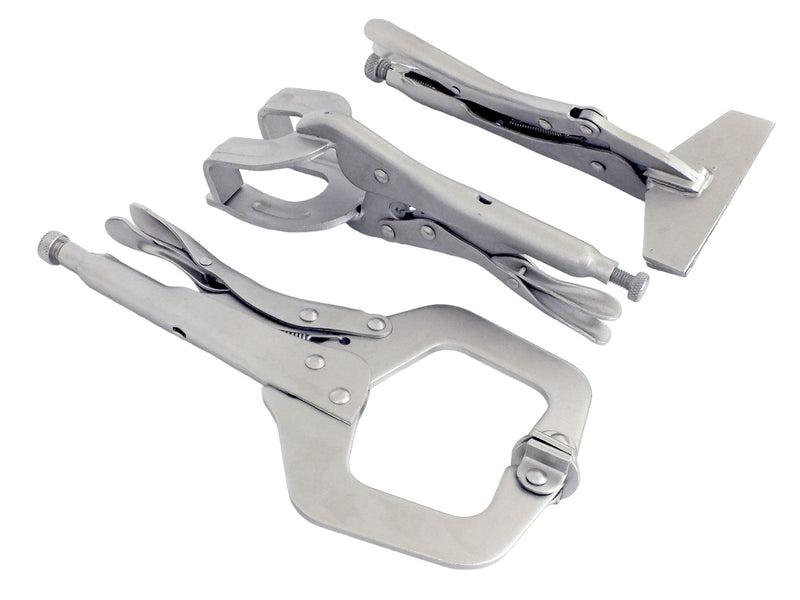 tooltime.co.uk Welding Clamps 3 Piece Welding Clamps Set C-Clamp Mole Vice Grip Locking Pliers