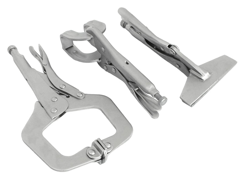 tooltime.co.uk Welding Clamps 3 Piece Welding Clamps Set C-Clamp Mole Vice Grip Locking Pliers