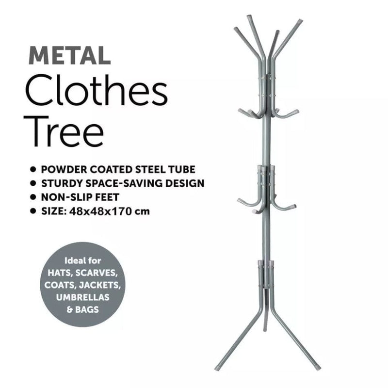 tooltime Coat Rack Coat Hanger 12 Hooks Jacket Umbrella Scarf Hat Rack Tree - Steel