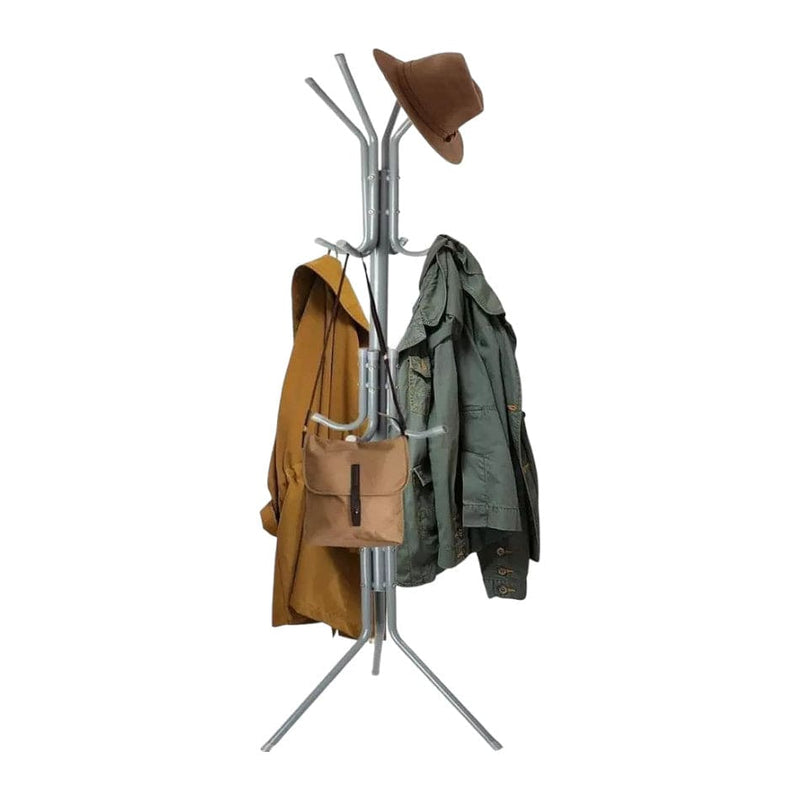 tooltime Coat Rack Coat Hanger 12 Hooks Jacket Umbrella Scarf Hat Rack Tree - Steel