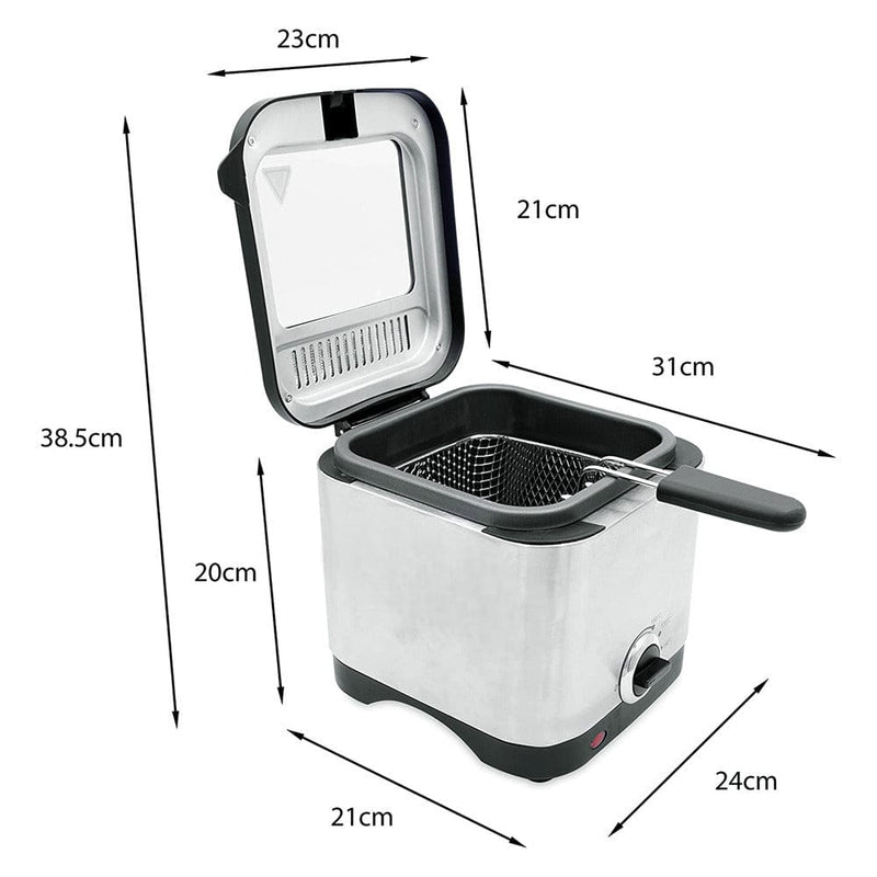 tooltime Deep Fat Fryer Compact Deep Fat Fryer Electric Stainless Steel  Non-stick Chip Pan 1.5L