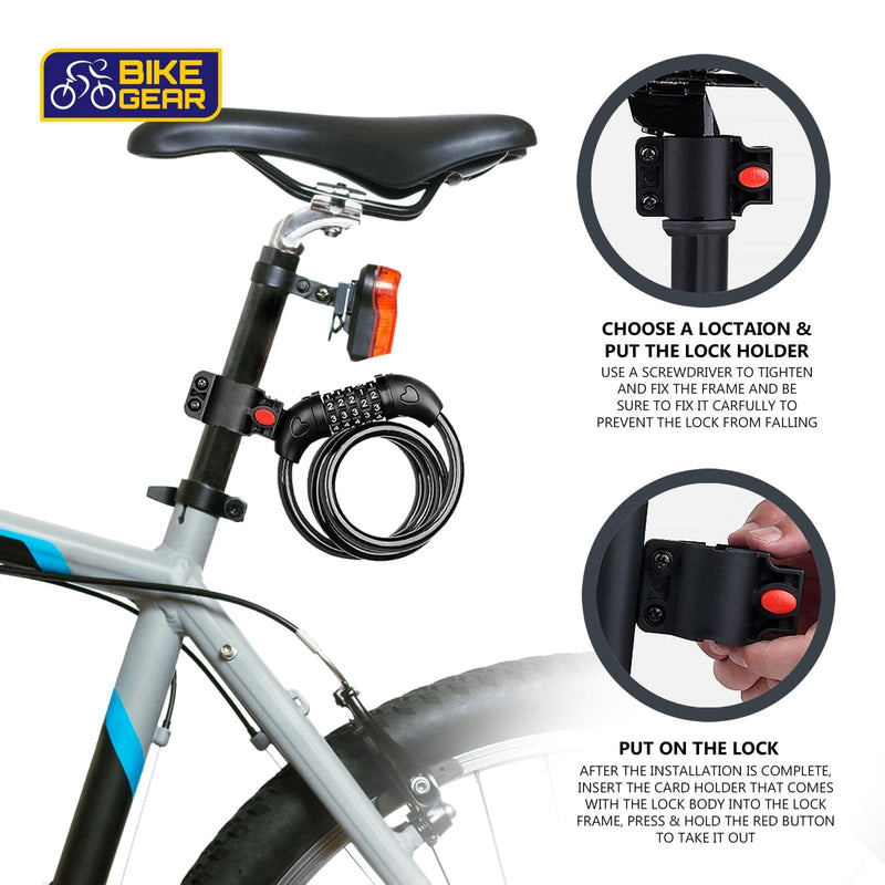 tooltime-DGI Bike Combination Cable Lock 1.2m Spiral Security TT - 5 Digit