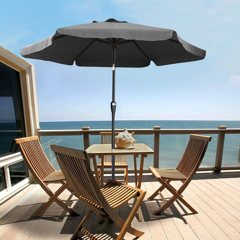 tooltime-DGI Garden Parasol 2.4m Garden Parasol Sun Shade with Crank LIft and Tilt Function