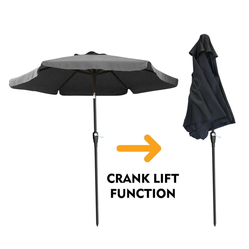 tooltime-DGI Garden Parasol 2.4m Garden Parasol Sun Shade with Crank LIft and Tilt Function