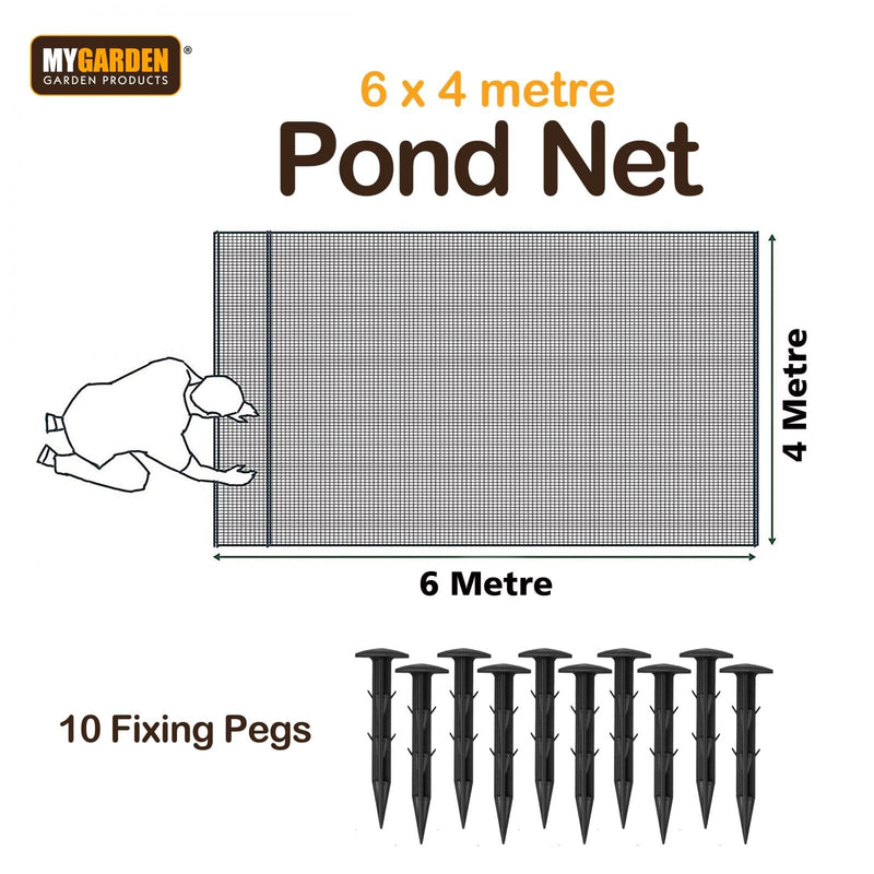 tooltime-DGI Pond Protection Kit 6m x 4m Fish Pond Protection Netting Kit with 10 Pegs