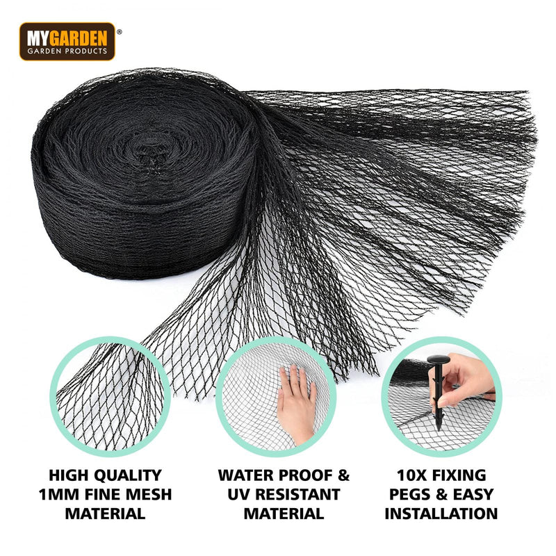 tooltime-DGI Pond Protection Kit 6m x 4m Fish Pond Protection Netting Kit with 10 Pegs