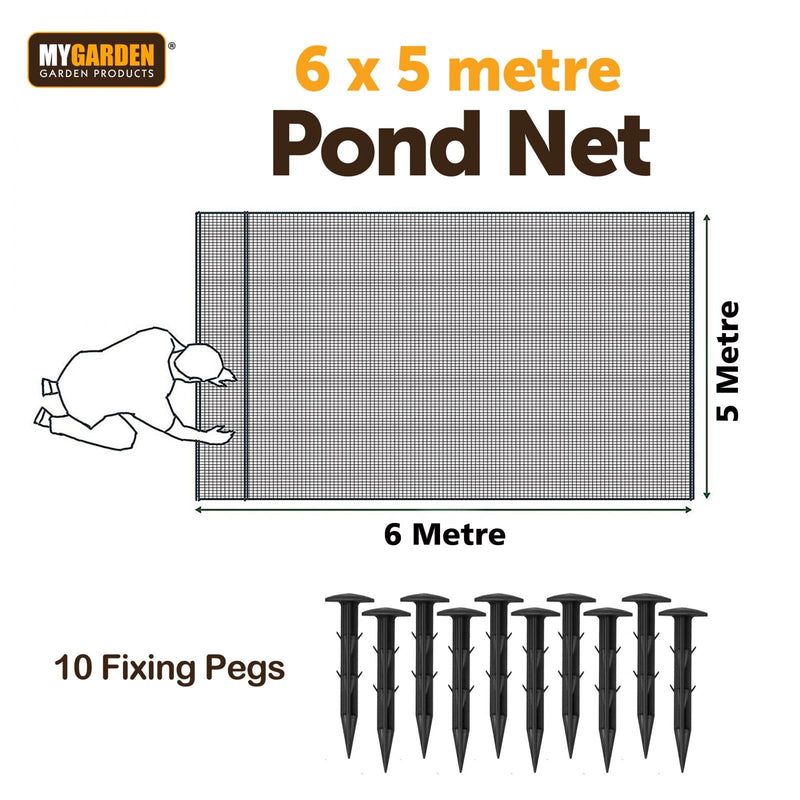 tooltime-DGI Pond Protection Kit 6m x 5m Fish Pond Protection Netting Kit with 10 Pegs