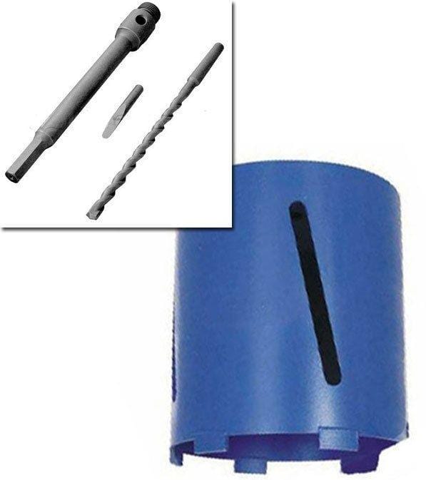 tooltime-E Diamond Core Drill Bit 107Mm X 150Mm Diamond Core Drill + Hex Arbor Shank + Pilot Bit + Ejector Drift