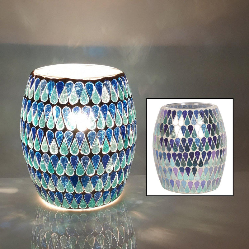 tooltime ELECTRIC BLUE SHIMMER MOSAIC WAX TART MELT BURNER LAMP HAND CRAFTED AROMA WARMER