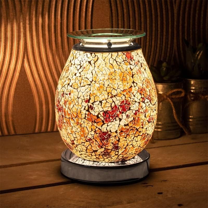 tooltime Electric Wax Melter Aroma Lamp Burner Red Amber Oil Warmer Wax Melter Pearl Mosaic