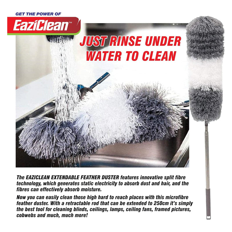 tooltime Feather Duster Telescopic Extendable Feather Duster Microfibre Cleaning Brush | 80-250cm