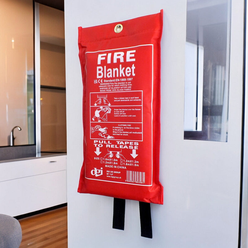tooltime Fire Blanket 2 x Fire Blanket Quick Release Safety Case Home Kitchen Office Caravan Large 1m²