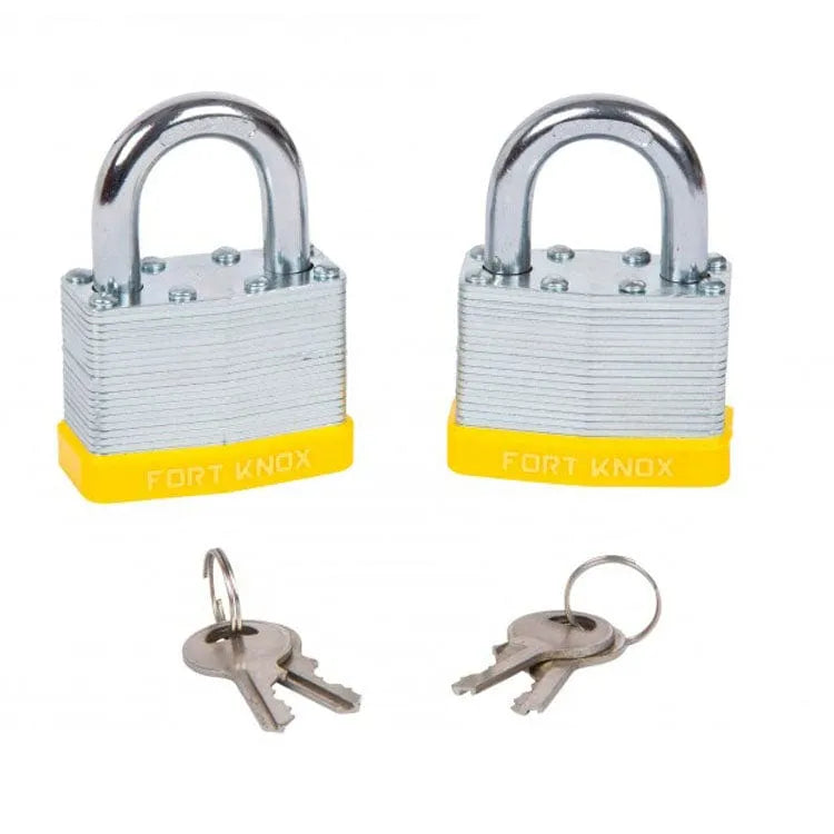 tooltime Fort Knox 2 Pce 50Mm Laminated Keyed Alike Padlocks Same Key Lifetime Warranty