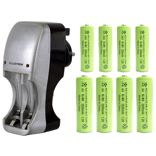 tooltime General Purpose Battery Chargers Battery Charger + 8 AAA & AA Nimh Rechargeable Batteries