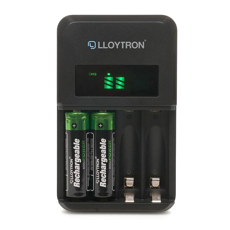 tooltime General Purpose Battery Chargers Intelligent Battery Charger with LCD Display | Includes 8 AA & AAA NiMh Rechargeable Batteries