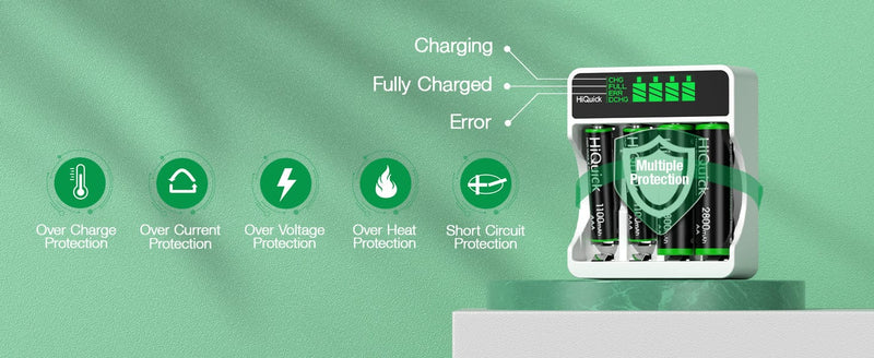 tooltime General Purpose Battery Chargers Intelligent LCD Fast Battery Charger + 8 Rechargeable AA & AAA Batteries