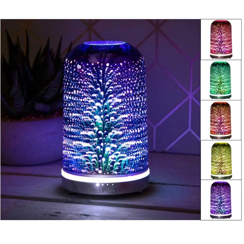 tooltime Humidifiers Aroma Lamp Humidifier Scented Oil Diffuser Fireworks 3D Multi Colour Led