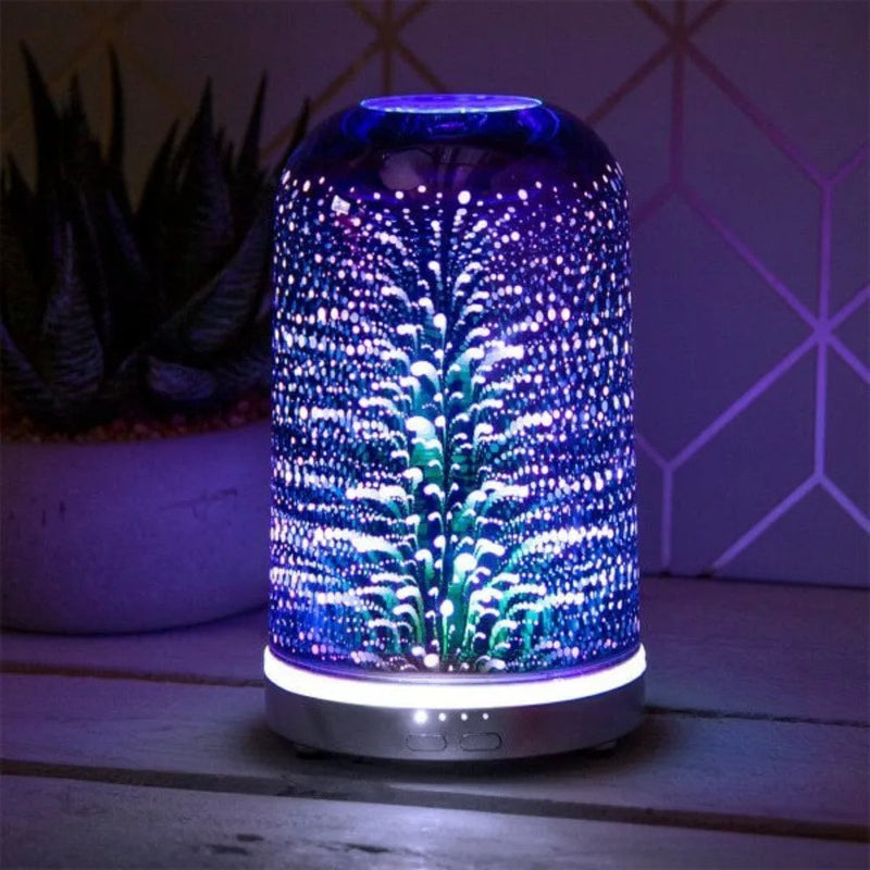 tooltime Humidifiers Aroma Lamp Humidifier Scented Oil Diffuser Fireworks 3D Multi Colour Led