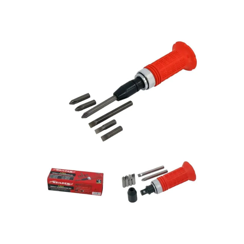 tooltime Impact Screwdriver Set 8PC Impact Screwdriver Set 1/2" Drive Bit Adaptor Flat Philips Bits Neilsen