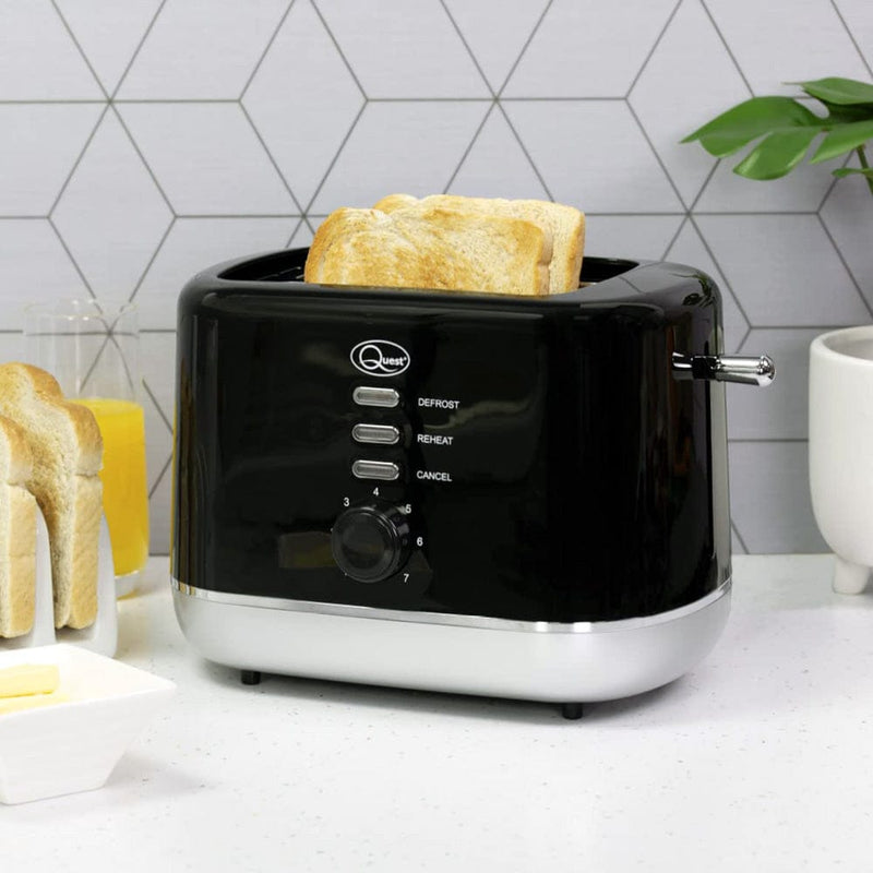 tooltime Kettle and Toaster Cordless Kettle + Toaster Set Black Silver Electric Fast Boil 2 Slice Cool Touch