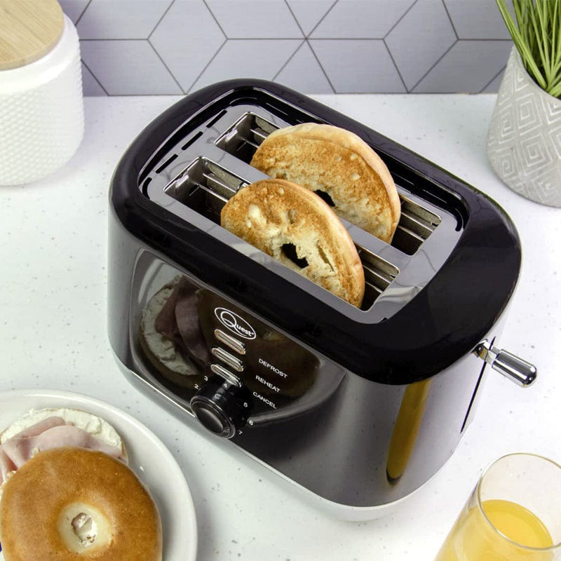 tooltime Kettle and Toaster Cordless Kettle + Toaster Set Black Silver Electric Fast Boil 2 Slice Cool Touch