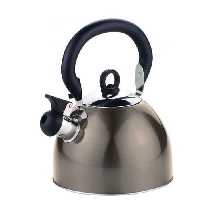 tooltime kettle Metallic Black Whistling Kettle Stainless Steel - Gas Electric Hobs - 2.5 Litre