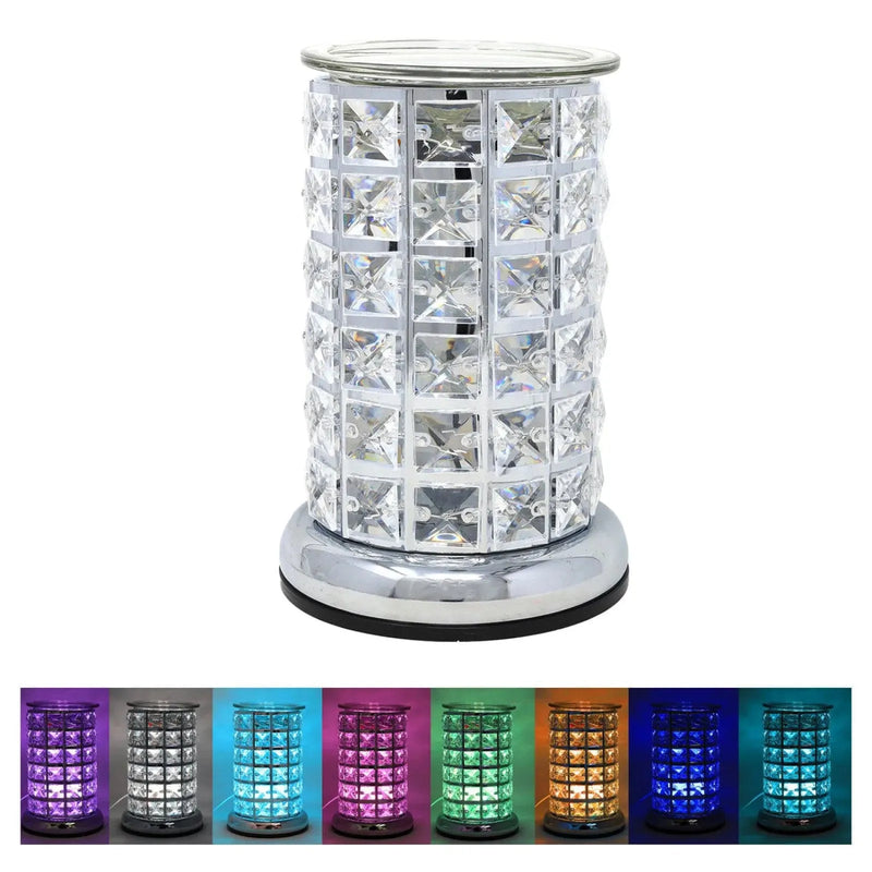 tooltime oil warmer lamp Aroma Lamp Oil Burner Wax Melt Silver Clear Crystal - LED Colour Changing