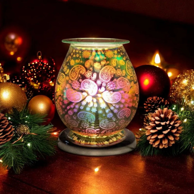 tooltime oil warmer lamp Aroma Lamp Oil Wax Melt Paisley Pattern 3D Silver