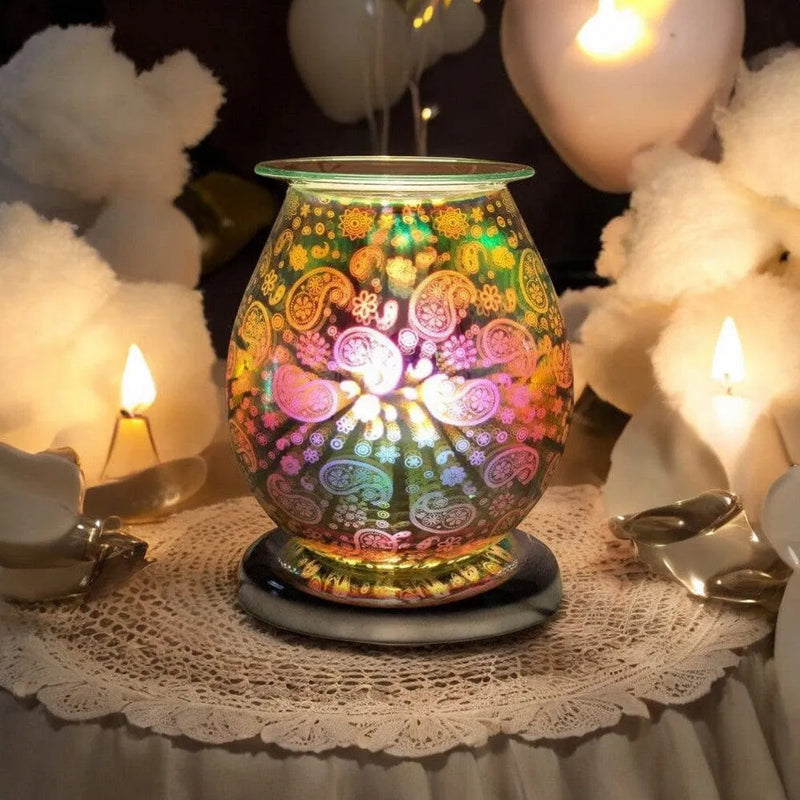 tooltime oil warmer lamp Aroma Lamp Oil Wax Melt Paisley Pattern 3D Silver