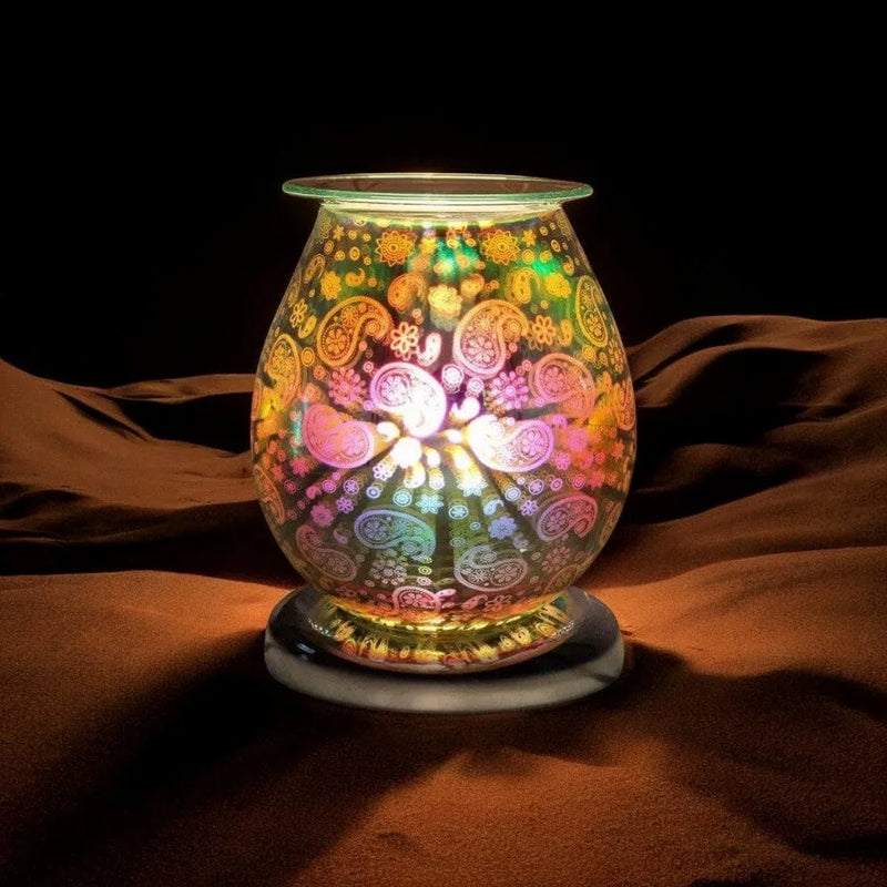 tooltime oil warmer lamp Aroma Lamp Oil Wax Melt Paisley Pattern 3D Silver