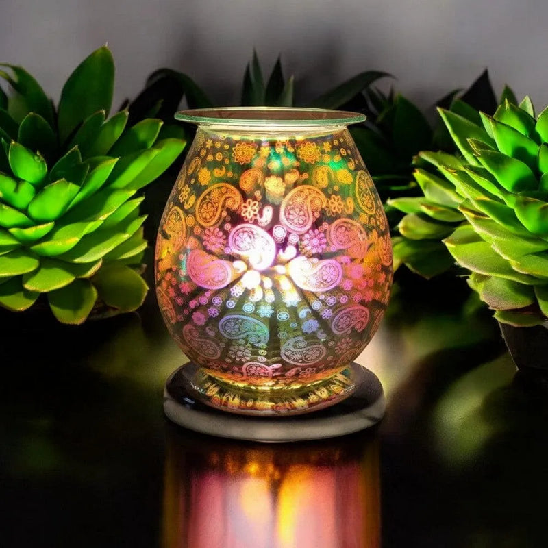 tooltime oil warmer lamp Aroma Lamp Oil Wax Melt Paisley Pattern 3D Silver