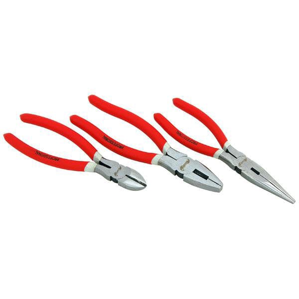 tooltime Pliers 3PC 200mm 8" PLIERS SET NON-SLIP COMBINATION LONG NOSE SIDE CUTTERS & TOOL ROLL