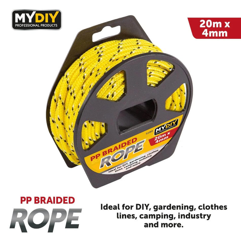 tooltime Polypropylene Rope 20M Polypropylene Braided Rope Multipurpose Camping DIY Gardening Clothes Lines