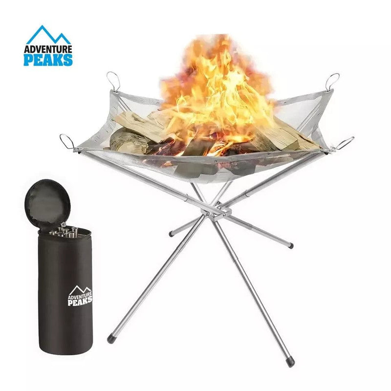 tooltime Portable Fire Pit Folding Fire Pit Portable Mesh Wire Stand Outdoor Camping Garden Patio