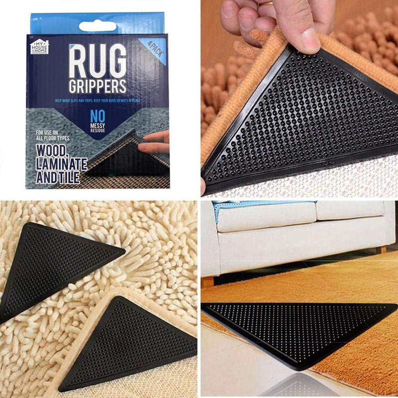 tooltime Rug Grippers Reusable Non Slip Anti Skid Washable Carpet Mat Grips Set (4Pc)