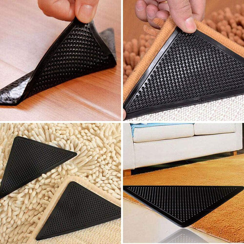 tooltime Rug Grippers Reusable Non Slip Anti Skid Washable Carpet Mat Grips Set (4Pc)