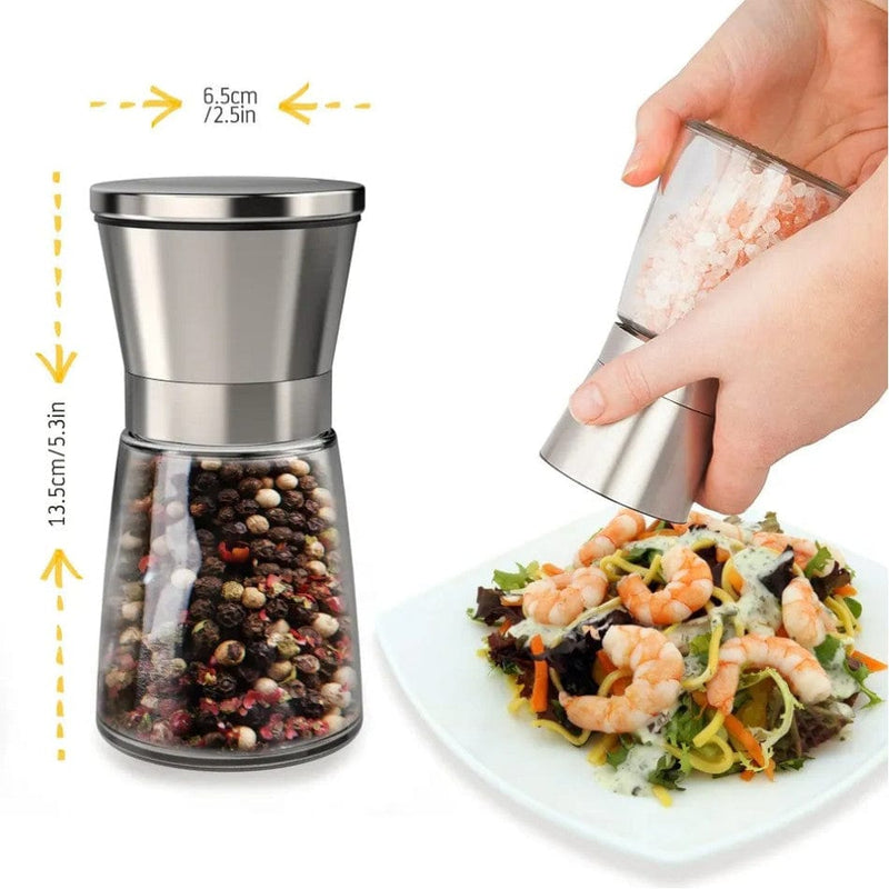 tooltime Salt & Pepper Grinder/Mill Salt And Pepper Adjustable Grinder Set Stainless Steel Clear Acrylic Body