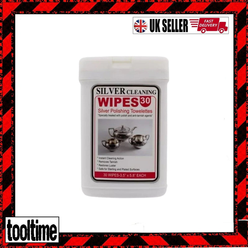 tooltime Silver Cleaning Wipes Silver Cleaning Polishing Wet Wipes Silver Trinkets - 30 Pack