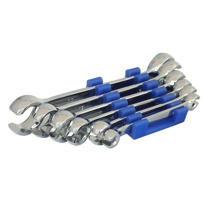 tooltime Spanners 6 Piece Metric Flare Nut Wrench Spanner Set Chrome Plated 6mm x 8mm - 22mm x 24mm